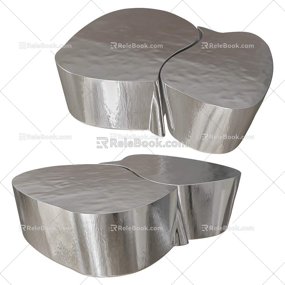 Light Luxury Metal silver Shaped Coffee Table 3d model