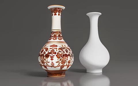 Vase Ceramic Porcelain Decoration Ornaments Printing Props Game Meichen Dress-up Scene Atmosphere 3d model