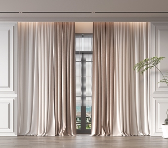 Modern Curtain Home Pink Fabric Fleece Curtain Combination 3d model