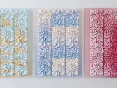 Colorful Pastel Wall Decor With Ruffled Checkerboard Patterns And Modern Design 3d model
