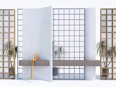 Modern Partition Glass Brick Landscape Wall Background Wall Glass Brick Partition Art Glass Glass Screen Changhong Glass 3d model