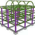 Industrial Metal Framework Structure With Steel Columns Green Beams And Grid Design