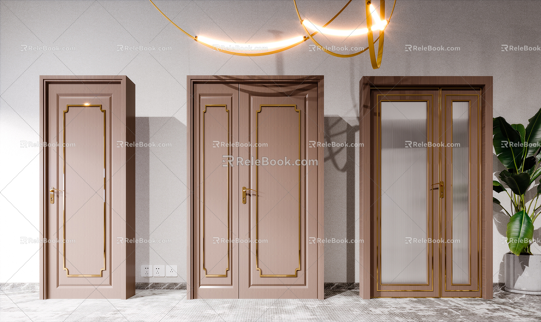 Modern child and mother door entrance door 3d model