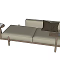 Modern Minimalist Chaise Lounge With Brown Cushion And Wooden Side Table