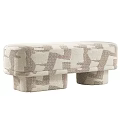 Modern Geometric Pattern Sofa Bench With Beige And Brown Upholstered Fabric Design 3d model