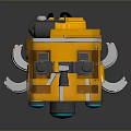Yellow Mechanical Combat Weapon With Blue Wheels Red Light Top Equipment And Bottom Clamp