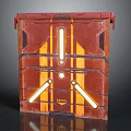 Red Textured Tech Panel With Glowing Lines And Mechanical Device Design