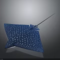 Blue Ray Marine Creature with White Spots Detailed 3D Rendering Isolated on Dark Background