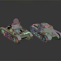 Military Tanks 3D Models With Tracked Design And Turret On Reflective Surface
