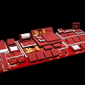 Red Jewelry Display Props with Multiple Red Boxes White Decorative Lines on Black Background 3d model