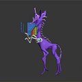 Purple Mechanical Giraffe Character Holding Digital Tablet With Metal Arms