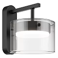 Modern Wall Light With Black Metal Frame And Transparent Glass Shade