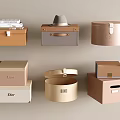 Stylish Ornamental Decor Set With Various Shaped Storage Boxes In Neutral Tones
