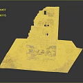 Ancient Stone Ruined Building Structure With Broken Walls And Window On Square Base 3d model
