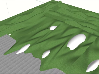 Modern Garden Landscape Design With Undulating Green Terrain Circular Openings And Gray Paved Area 3d model