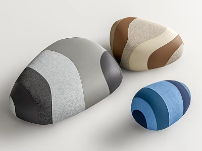 Modern Irregular Shaped Stools with Grey Black Brown Beige Blue Color Combinations 3d model