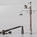 Essential Urban Public Facilities With Street Lamps And Utility Poles