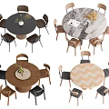 Stylish Round Dining Table Sets With Various Chair Styles And Table Top Designs 3d model