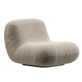 Modern Comfortable Fabric Accent Chair With Rounded Design And Plush Upholstery