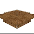 Ancient Traditional Building With Golden Tiled Roof And Wooden Structure Design