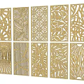 Decorative Partition Screens Featuring Various Laser Cut Leaf Geometric And Floral Patterns 3d model