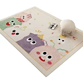 Cute Square Rug With Cartoon Smiling Face Patterns And Colorful Decorative Elements 3d model