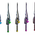 Fantasy Style Tridents With Different Colored Gems And Striped Handles
