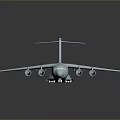 Blue Transport Aircraft Model With Four Engines Detailed Fuselage And Wings