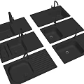 Black Kitchen Sinks With Various Designs And Drainer Boards For Modern Kitchens 3d model