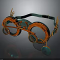 Steampunk Weapon Goggles With Red And Green Accents Metal Decorations And Antenna Like Structures