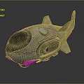 Futuristic Water Vehicle With Metallic Body Round Window And Purple Glowing Lights