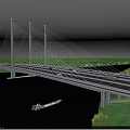 Modern Cable Stayed Bridge With Towers Cables Vehicles Over River And Blue Sky
