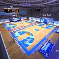 Professional Basketball Gymnasium Interior With VIP Seats Player Entrance Check in Area And Wooden Court