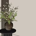 Stylish Floral Display with Fresh Flowers and Greenery in Brown Textured Vase on Small Table