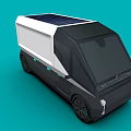 Modern Solar Powered Electric Truck Design With White Exterior And Solar Panels