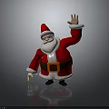 Jolly Santa Claus In Red Costume With White Beard Waving Hand On Black Surface