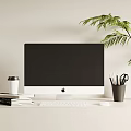 Modern computer combination green plant 3d model