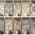 Various Floor Tiles Designs Featuring Geometric Circular Patterns And Stone Textures 3d model