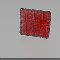Red Square Patterned Silk Scarf With Intricate Traditional Design And Silver Trim