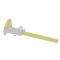 Digital Vernier Caliper With White And Yellow Body And Measuring Scale