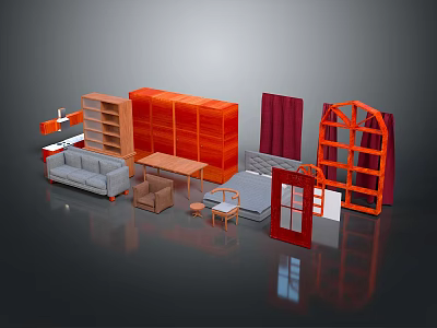Modern Entryway Cabinet and Sideboard with Spacious Storage Drawers and Display Shelves 3d model