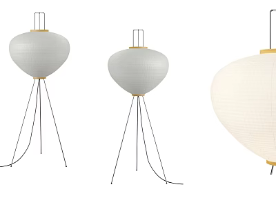Modern Minimalist Floor Lamps With White Paper Lampshades And Slim Metal Stands 3d model