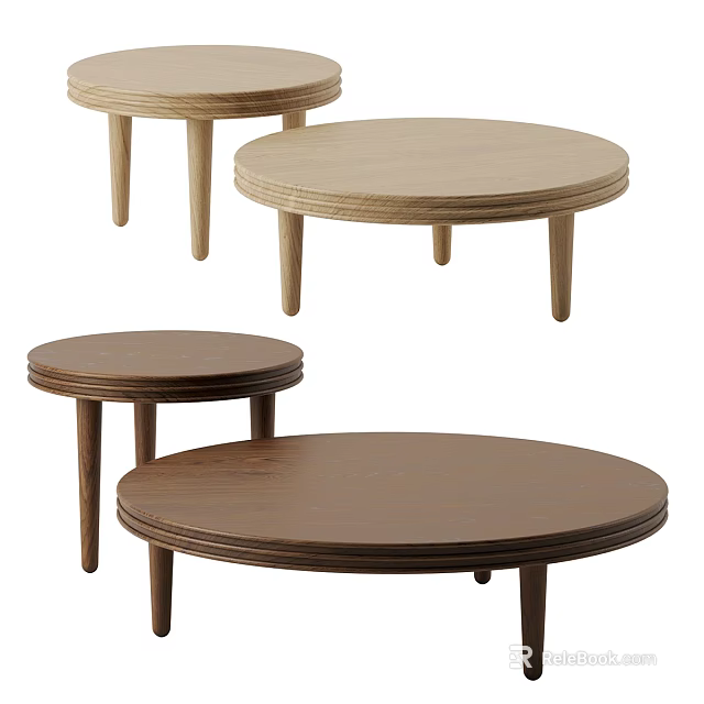 Modern Wooden Coffee Tables With Round Tops And Simple Design For Living Room 3d model 