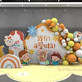 Our Kindergarten Event Decorations With Colorful Balloons Rainbow And Cartoon Characters