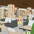 Library Tooling Books Bookshelf Book Bar Reading Room Magazines Reading Comics 3d model