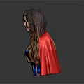 Brown Haired Female Superhero Character Human Figure With Red Cape Blue Costume Superman Logo Smiling