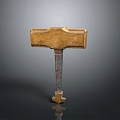 Durable Golden Hammer Hardware Tool With Textured Head And Patterned Handle 3d model