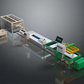 Automated Material Handling System With Conveyor Belt Workbench Control Unit And Green Frame 3d model