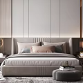 Modern Bedroom Interior Design With Gray Headboard Pillows Nightstands Table Lamps Area Rug And Mirror