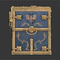 Blue And Gold Decorative Chests In Different Sizes With Elaborate Patterns And Metal Accents